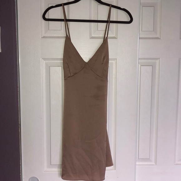 Dresses & Skirts - Beautiful Tan Silk Slip Dress